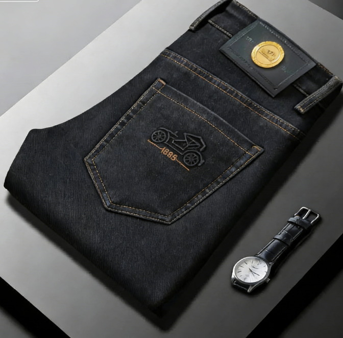 Spring New Men's 100% Pure Cotton Straight - Leg Jeans