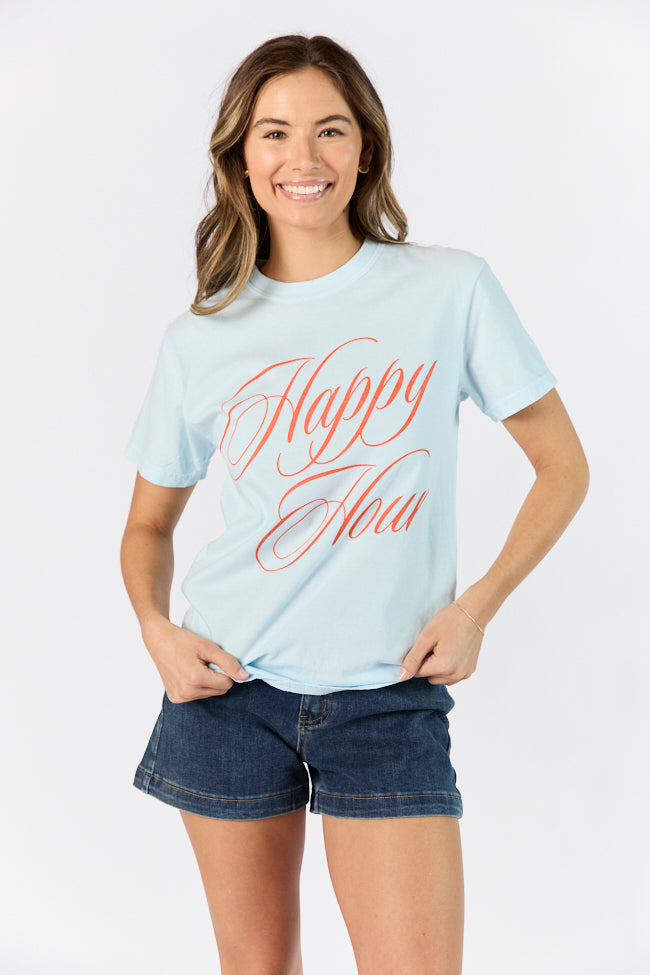 Happy Hour Light Blue Comfort Color Graphic Tee