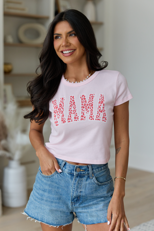 Mama Block Leopard Pink Baby Graphic Tee