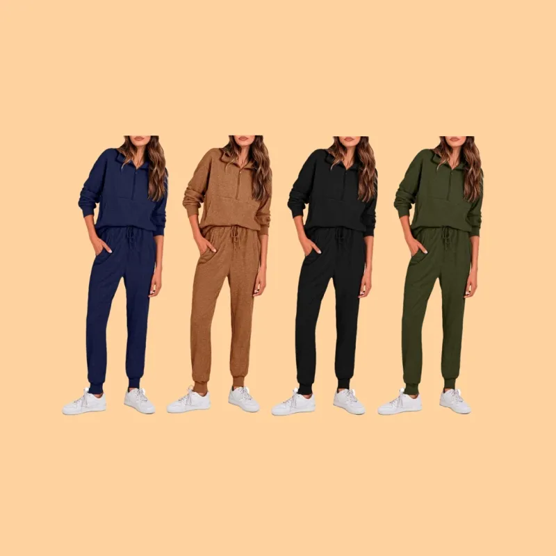 Women’s 2-Piece Half Zip Pullover & Jogger Pants Set