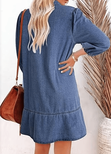 V-Neck Denim Dress — Where Comfort Meets Classic Style