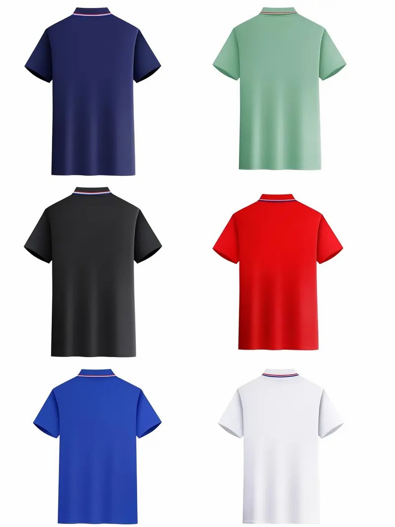 Men's Fitted Polo Shirt Set – Breathable Golf & Casual Wear with Contrast Collar