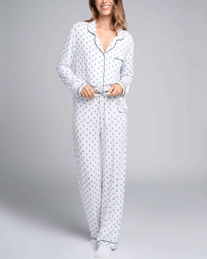 Women’s Soft Button-Up Pajama Set – Long Sleeve Lounge Top & Pants
