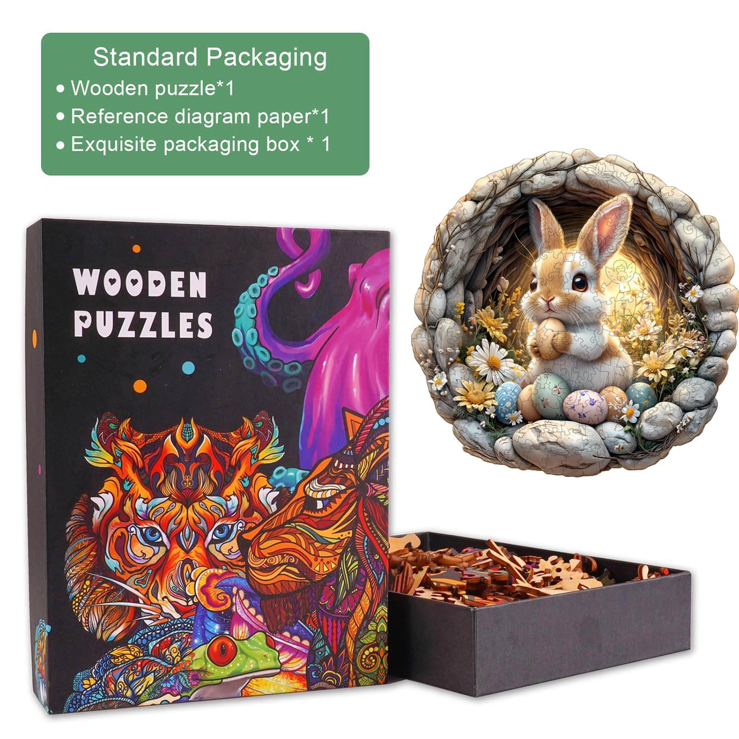 3D Cave Easter Bunny Wooden Jigsaw Puzzle