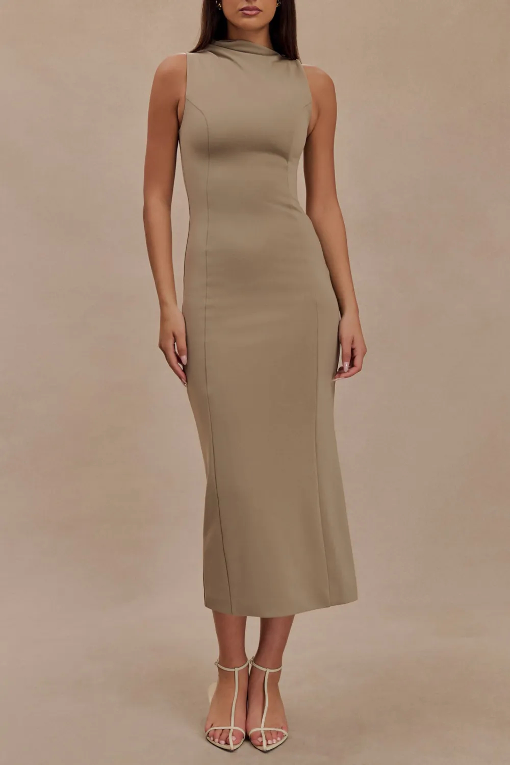 Draped Stretch Crepe Maxi Dress