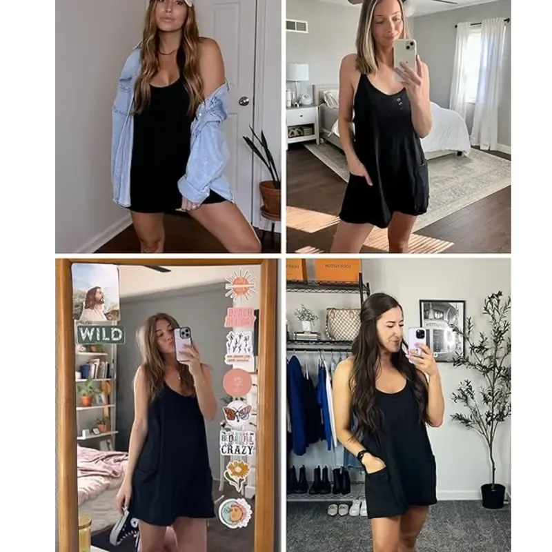 Women's Summer Sleeveless Mini Dress — (With Pockets)