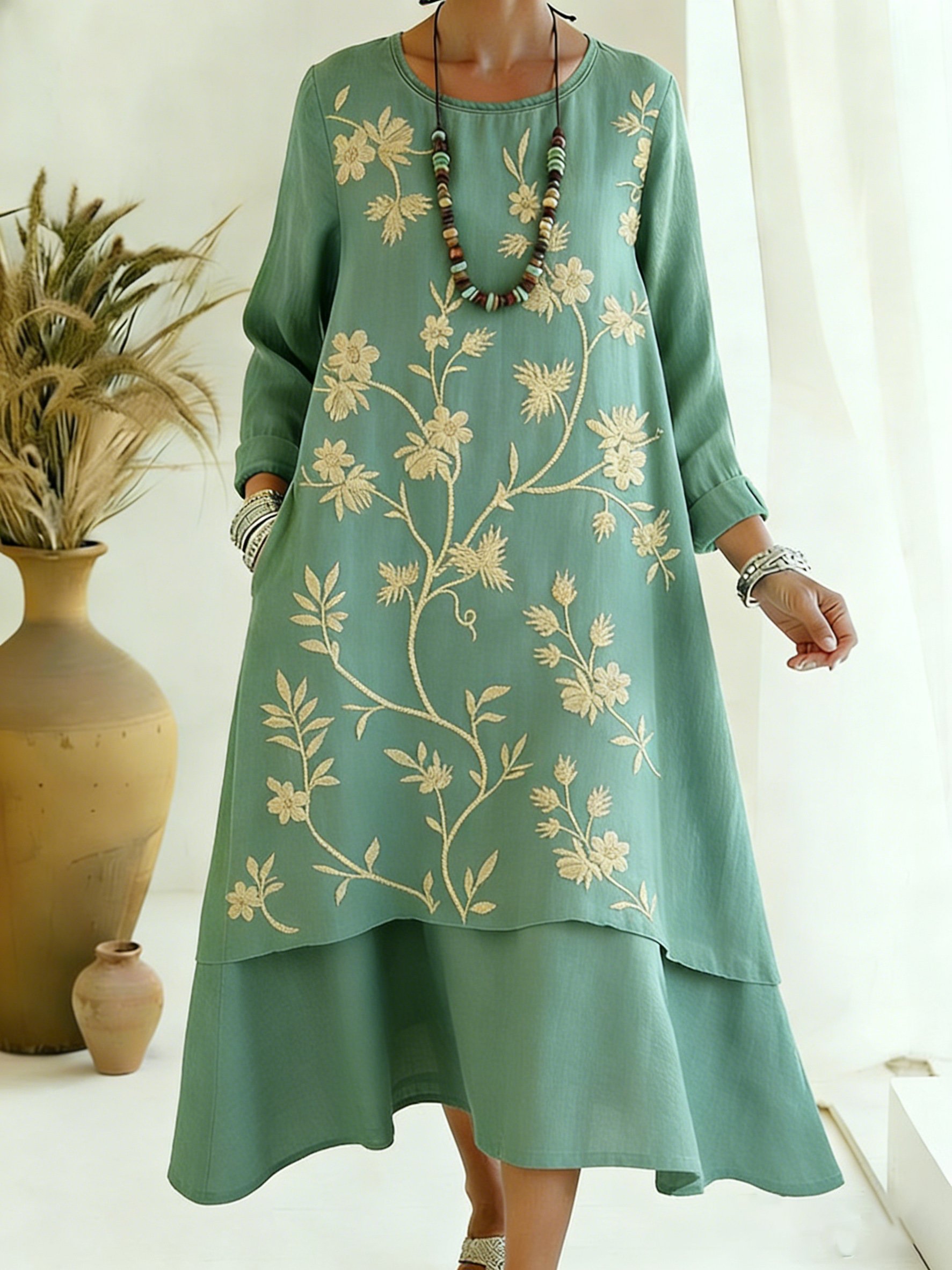 Women's Casual Retro Loose Floral Dress- Fast Shipping