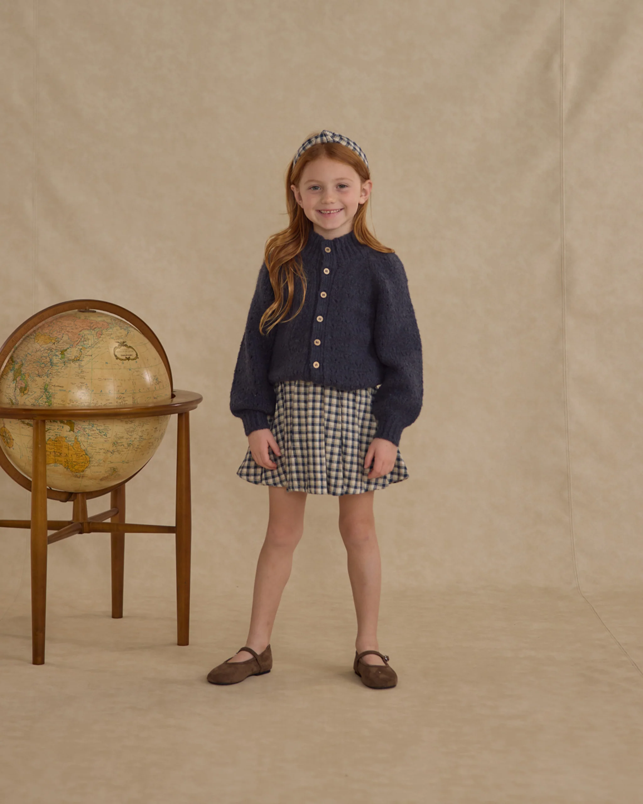 Pleated Mini Skirt || Navy Check