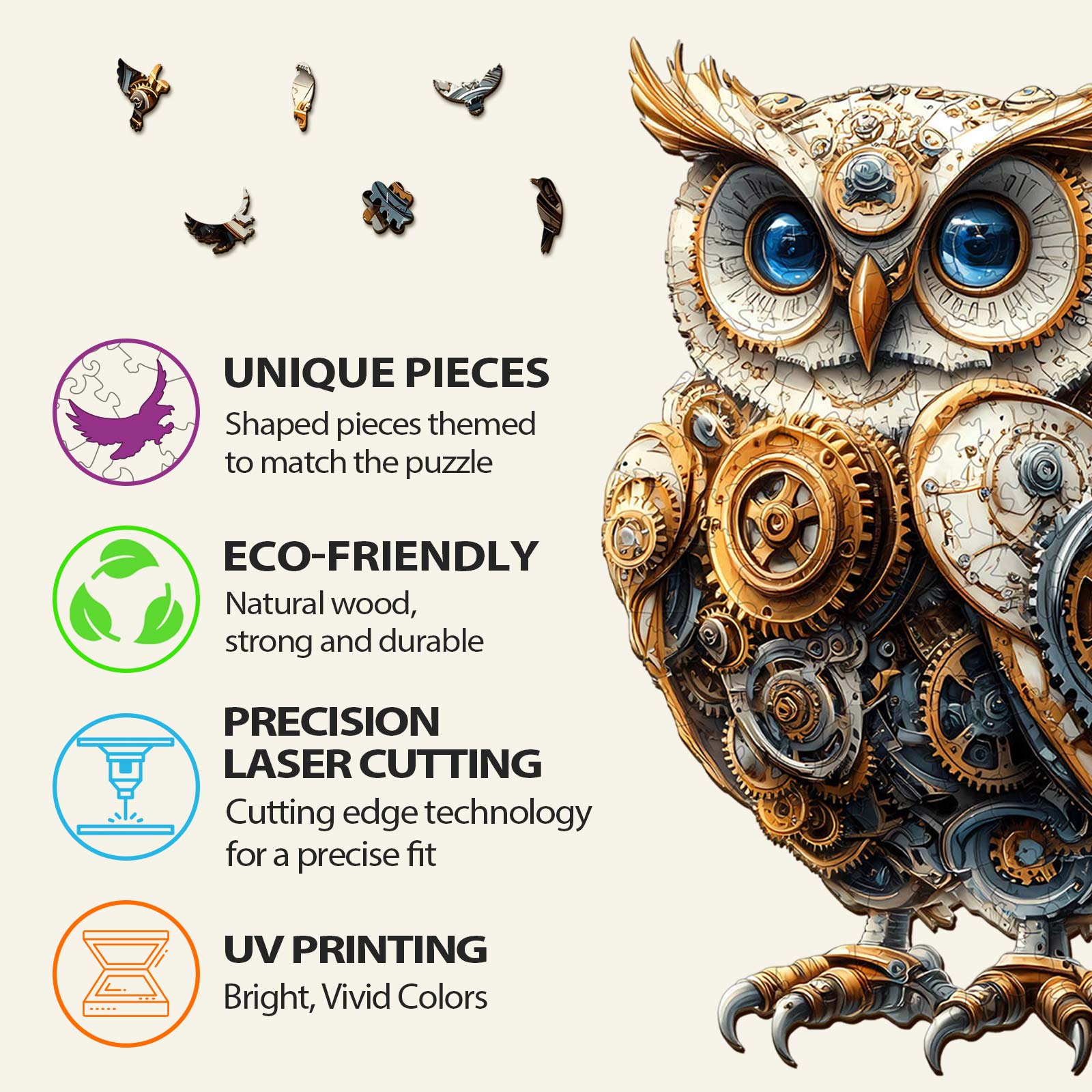 Mechanical Owl Wooden Jigsaw Puzzle