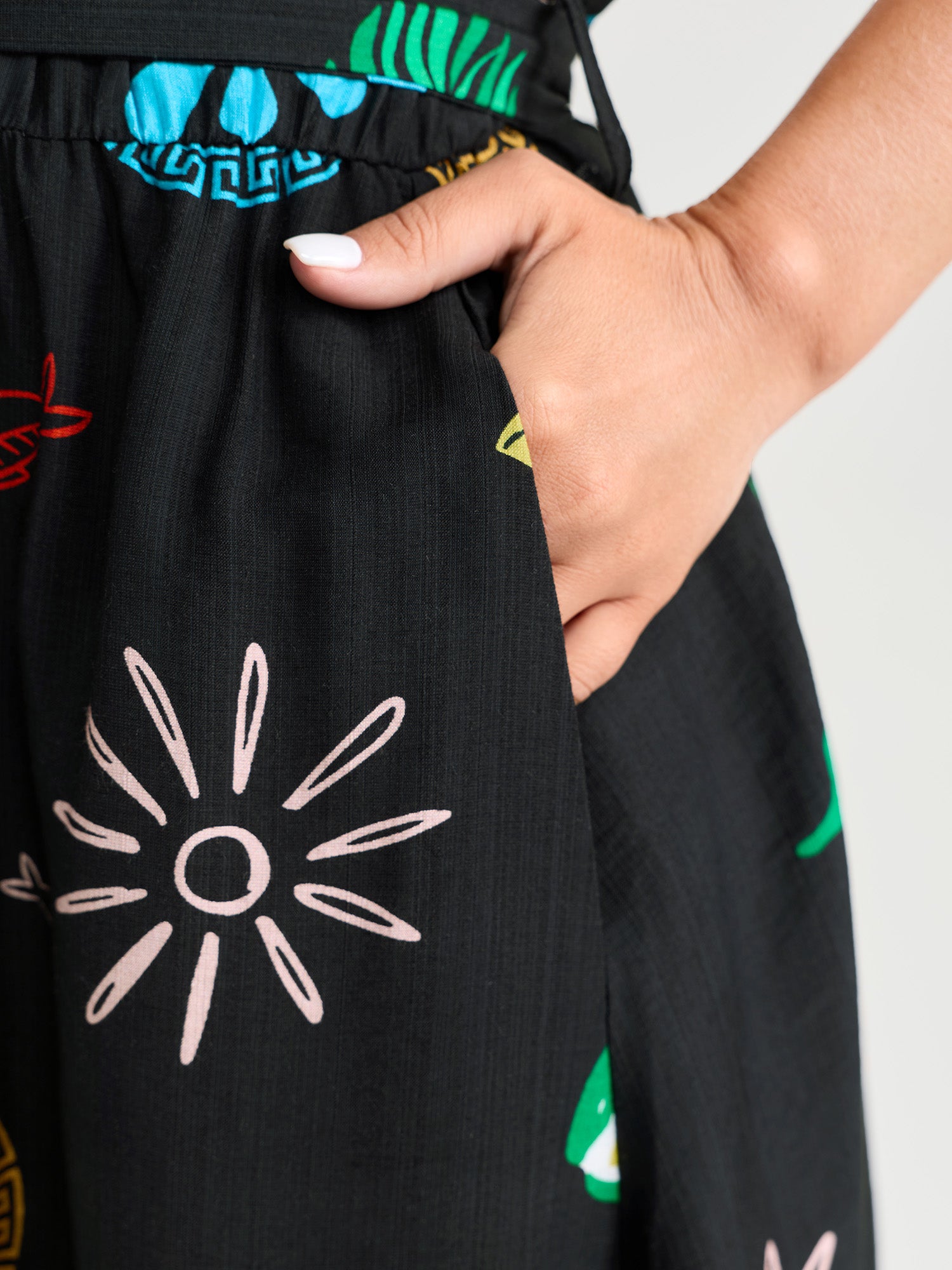 Sunshine Pineapples Collar Sleeveless Midi Dress