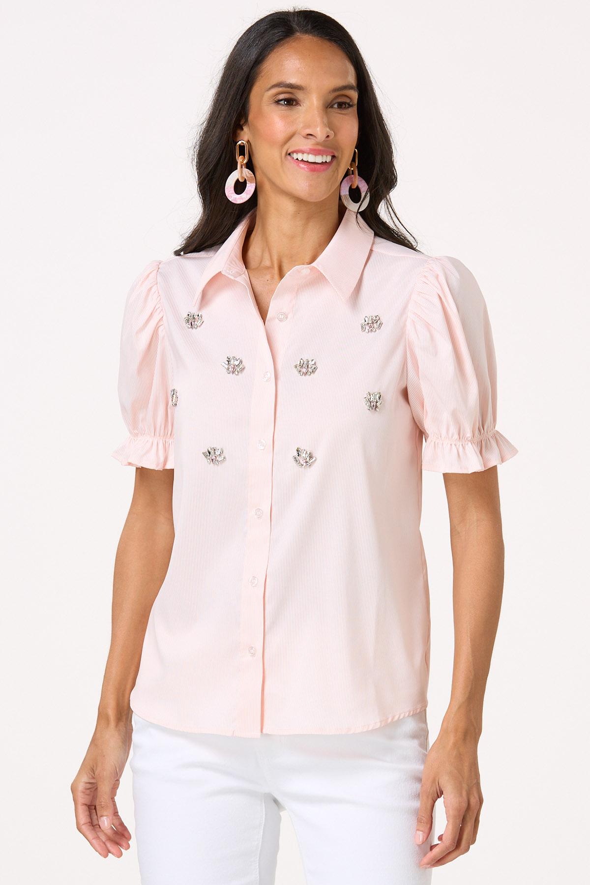 Rhinestone Embellished Button Shirt