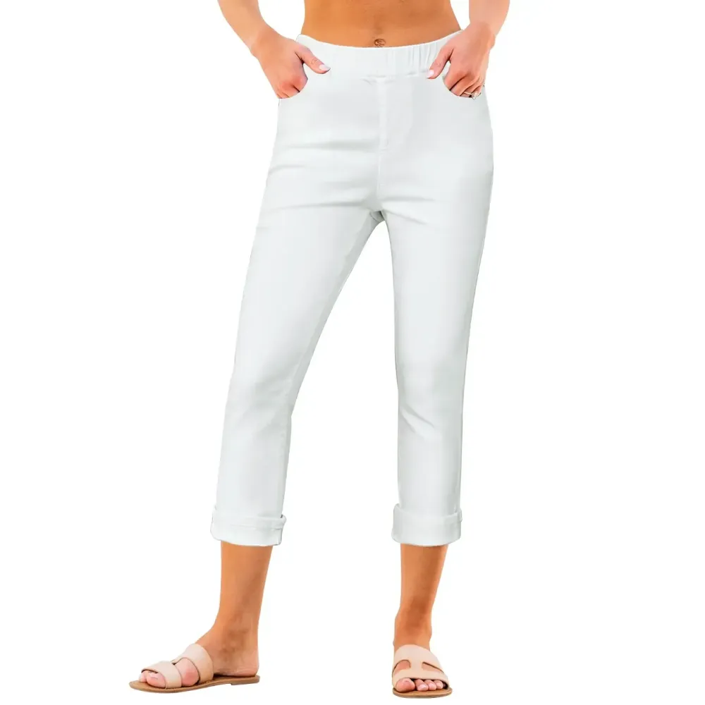 Women High Waisted Skinny Capri Pants Trendy Stretch Denim Cropped Jeans