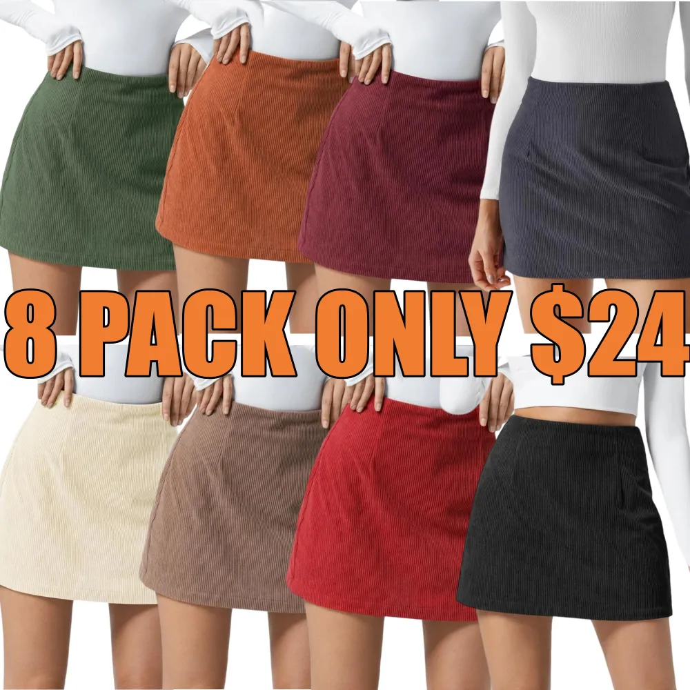 High Waisted Invisible Zipper A-line Corduroy Casual Skirt