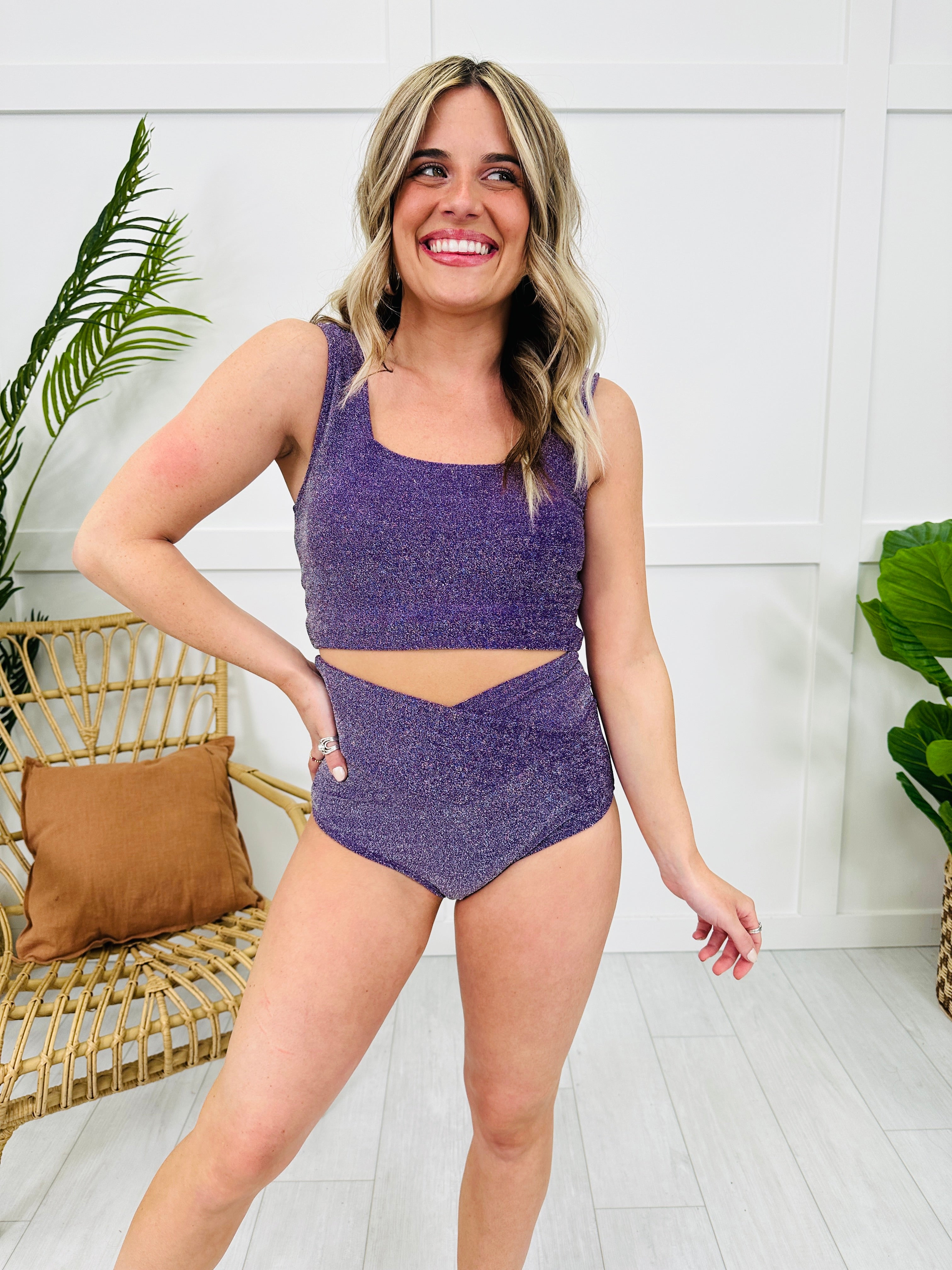 The Olivia Swim Top in Purple Shimmer