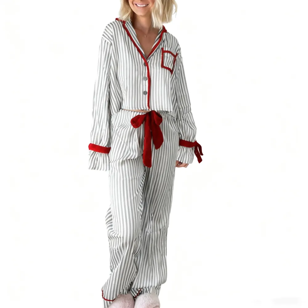 Womens Striped Pajama Set