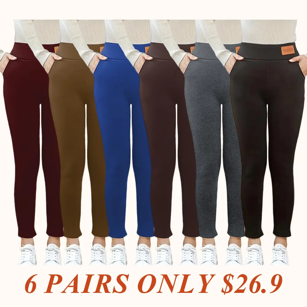 Women's solid casual plush leggings