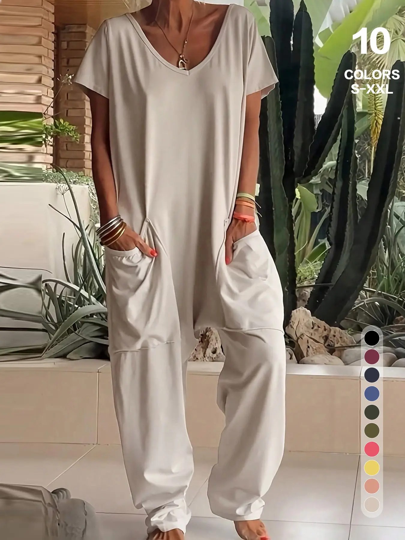 Women’s Casual Short Sleeve Wide-Leg Jumpsuit