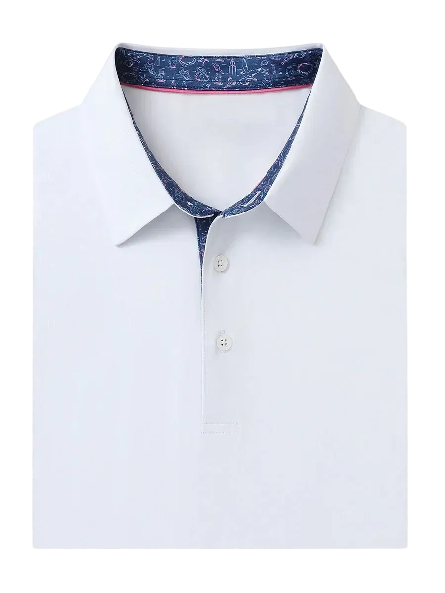 Men'S Designed Collared Solid Performance Polo