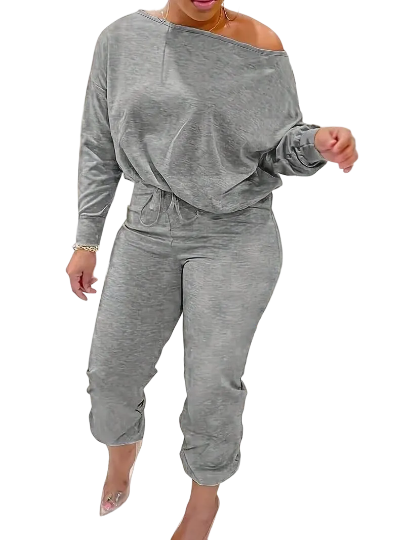 Women's casual one-shoulder two-piece set