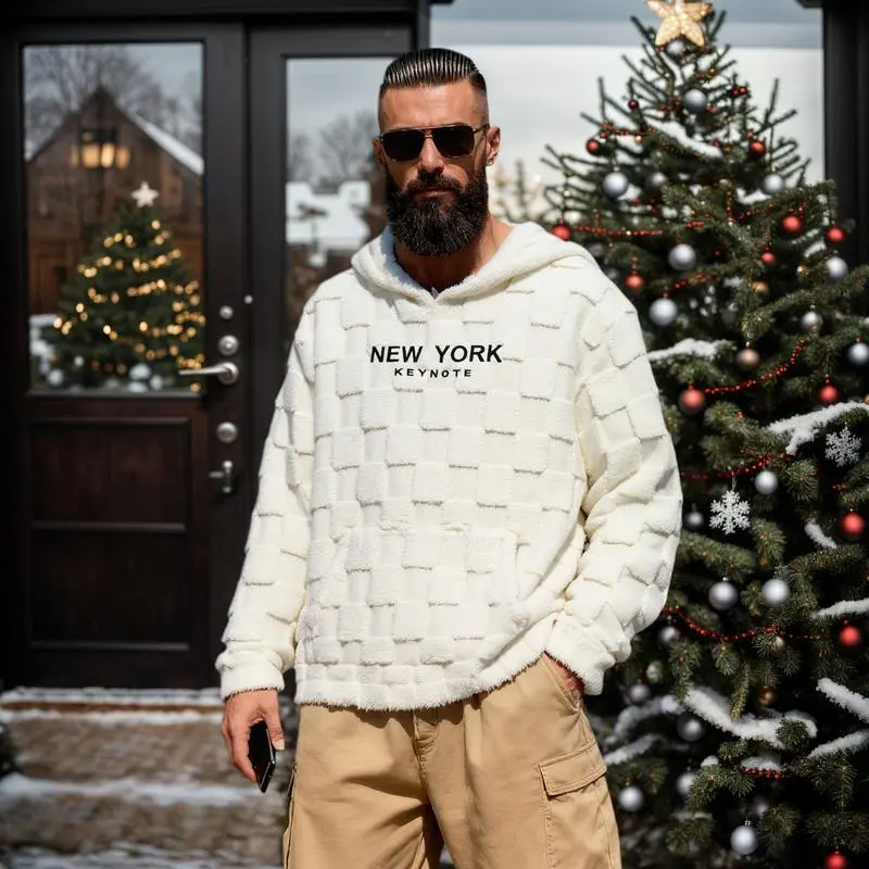 Letter Embroidery Flannel Hoodie