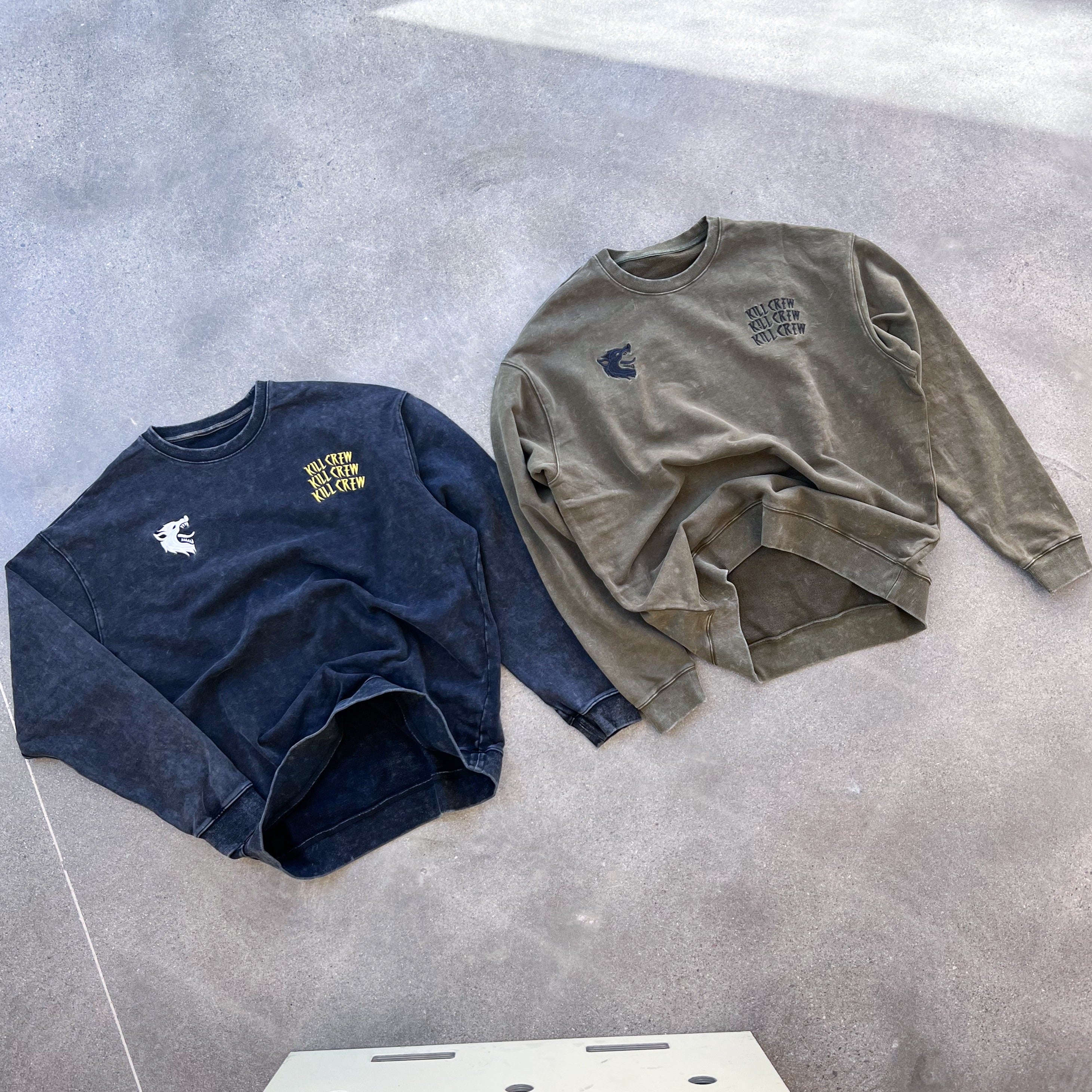 OVERSIZED HEAVYWEIGHT WOLF CREW NECK - OLIVE