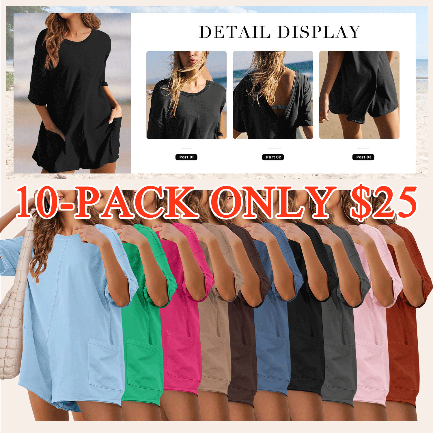 🔥🔥Women's Oversized Casual Athletic Tee Romper