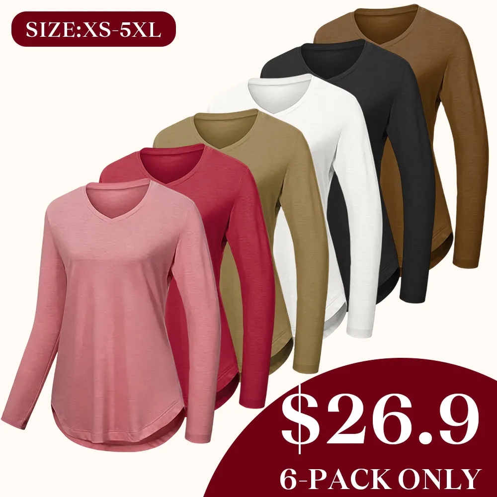 Women's V-neck long-sleeved shirt