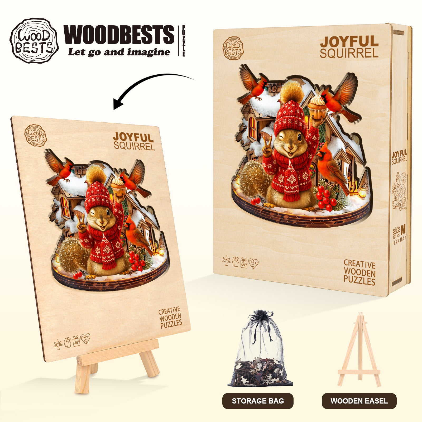Joyful Squirrel Wooden Jigsaw Puzzle