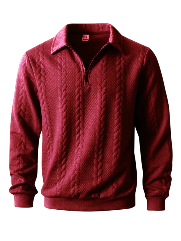 Men's Fall Winter Outfits Knitted Polo Neck Long Sleeve Sweatshirt for Daliy Wear