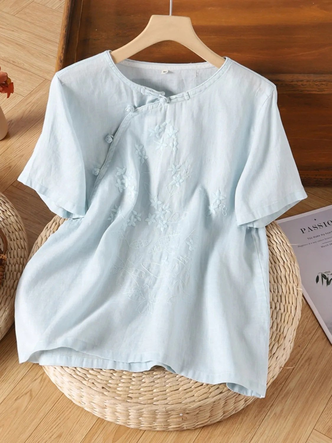 Women Embroidered Cotton Linen Tops- Fast Shipping