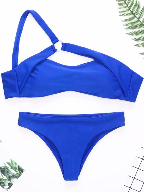 Single Shoulder Bandeau Bikinis Swimwear
