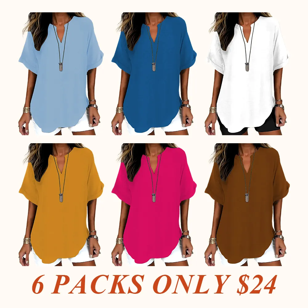 Women's Plain Short Sleeve Blouse, Casual Solid Color Top for Daily Wear, Ladies Clothes for All Seasons