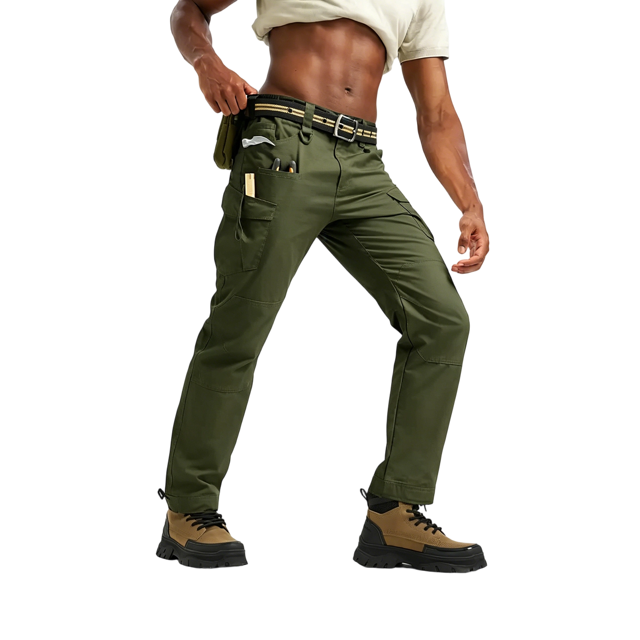 Men's Tactical Work Pants Lightweight Multi-Pocket Water Resistant Cargo Pants Ripstop Hiking Military Construction Outdoor Pants 10 Pockets