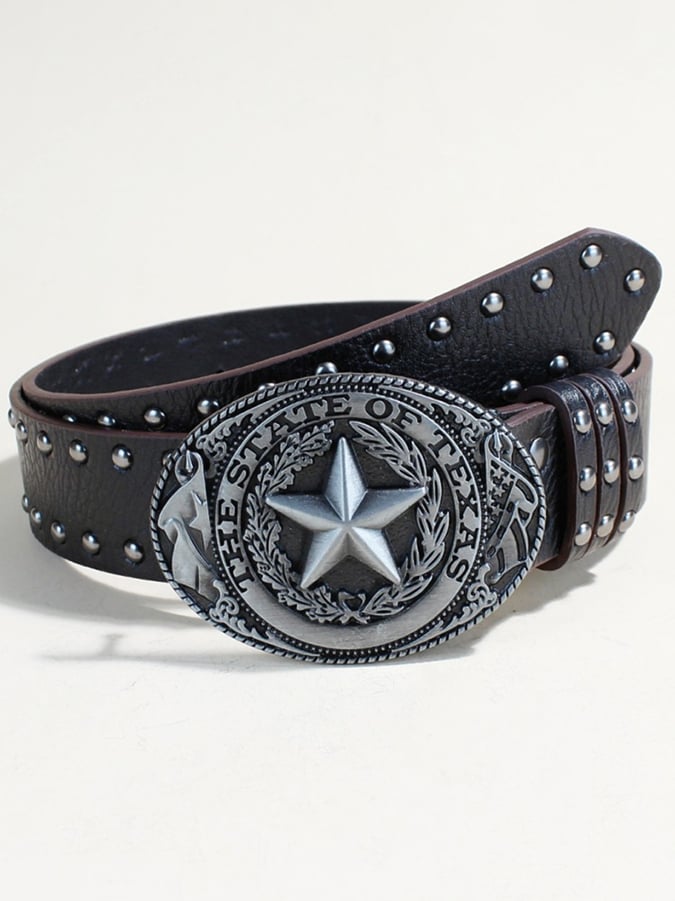 Diamond Cross Punk Heart Large Plate Buckle Rivet Belt