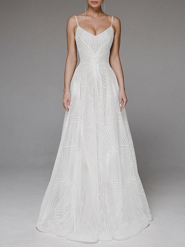 Flower Gauze Sleeveless Spaghetti-Neck Evening Maxi Dresses