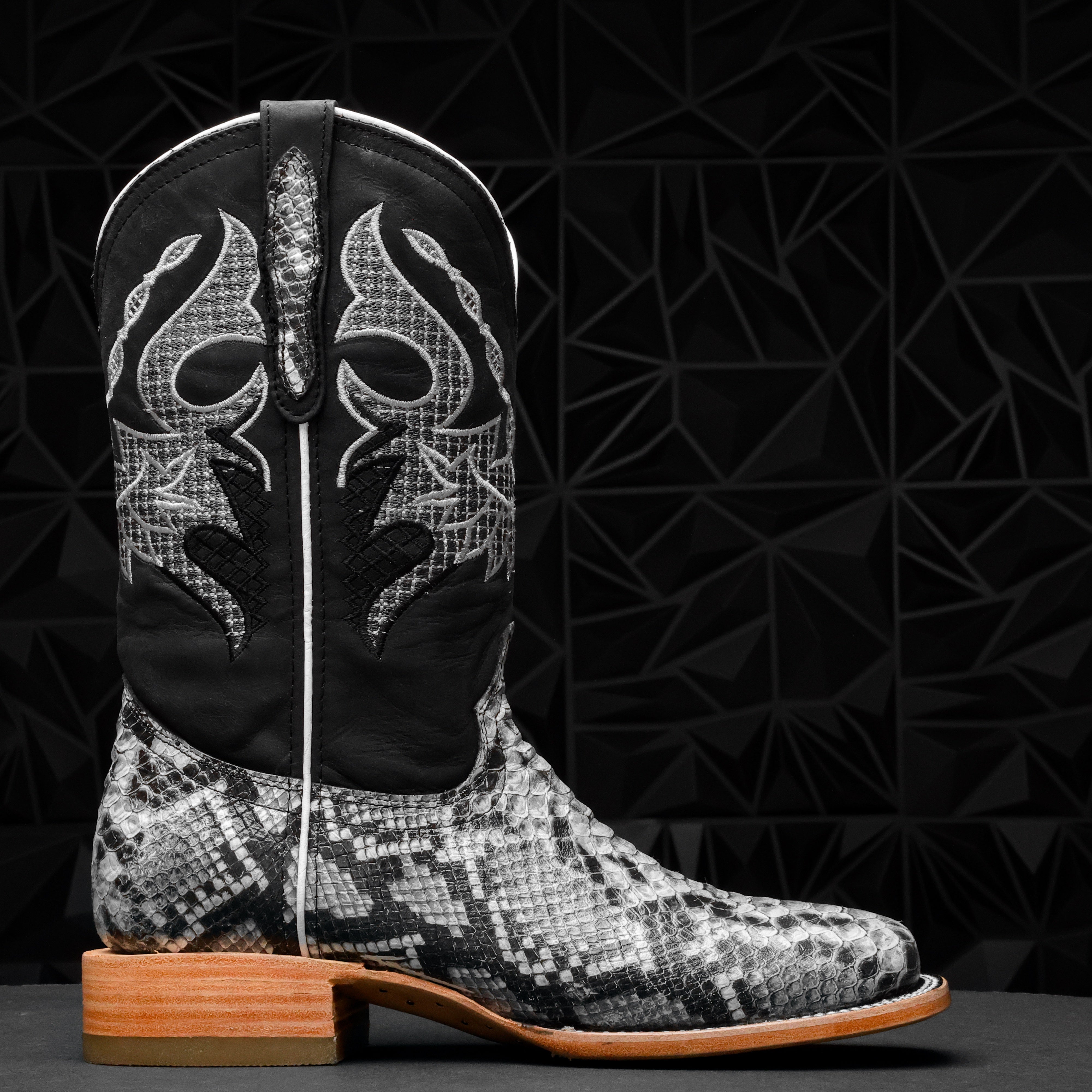 Natural Python Leather Boots - Square Toe