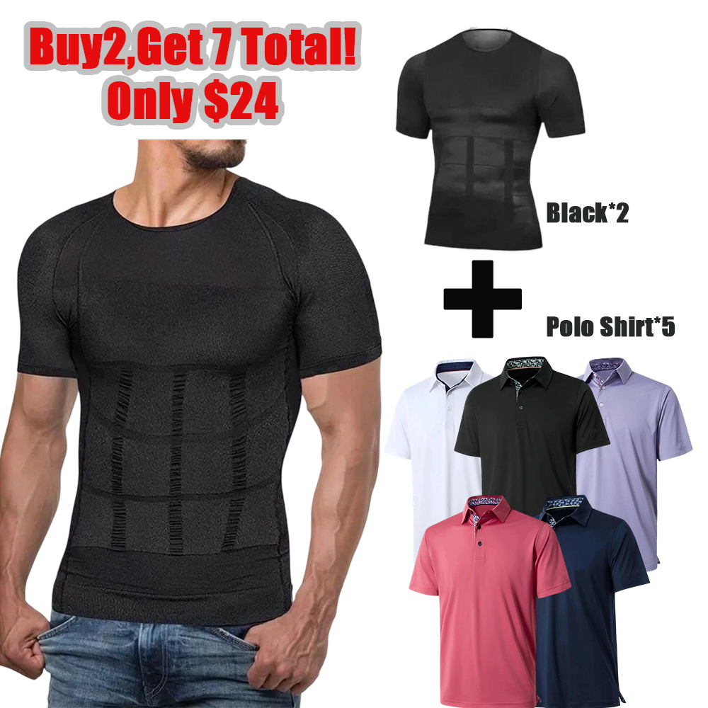 Buy2,Get 7 Totall--0nly $24 Mens Shapewear+Polo Shirt