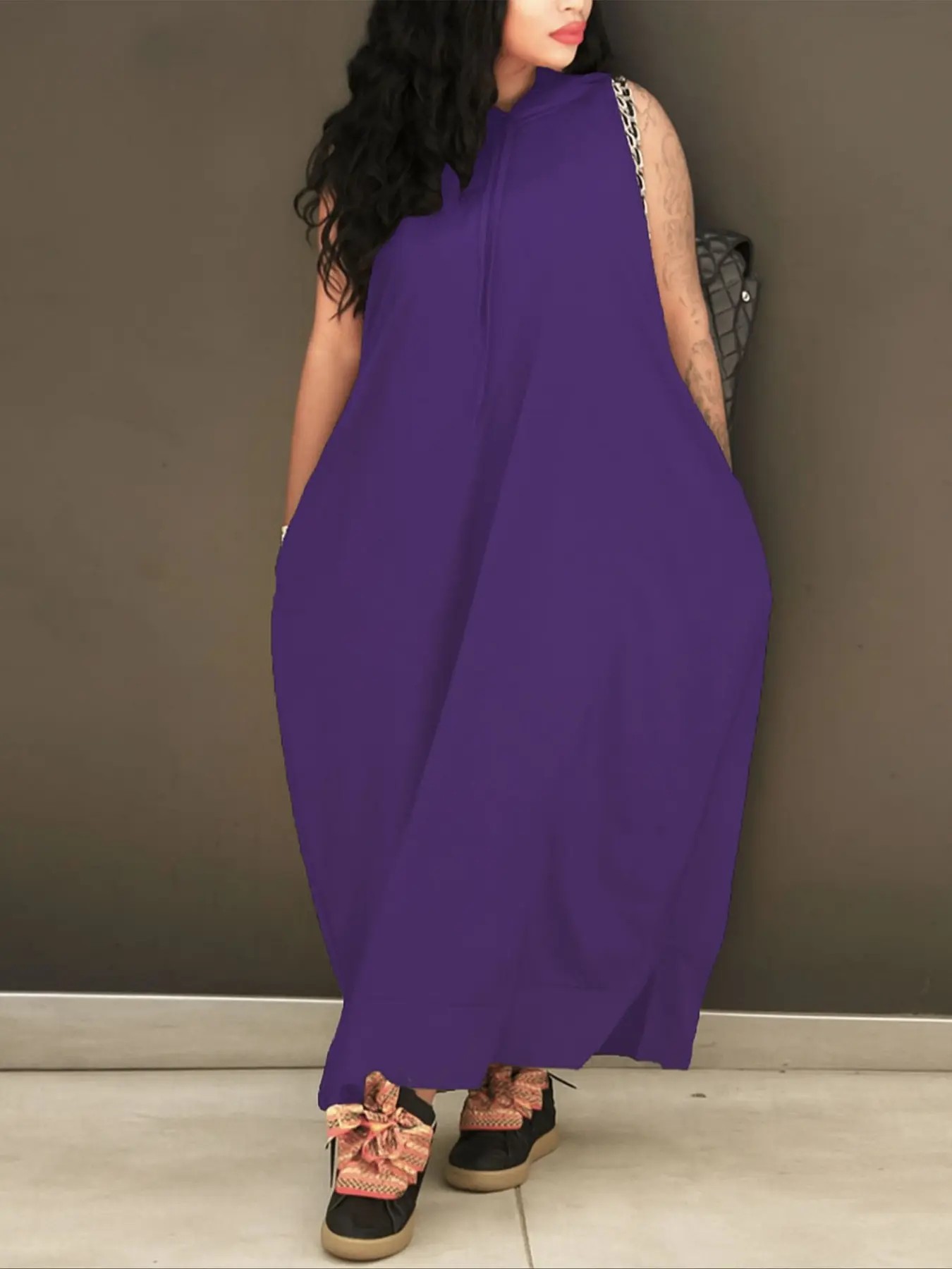 👍9 - PACK Women's Plain Drawstring Hoodie Tank Dress with Pocket for Summer