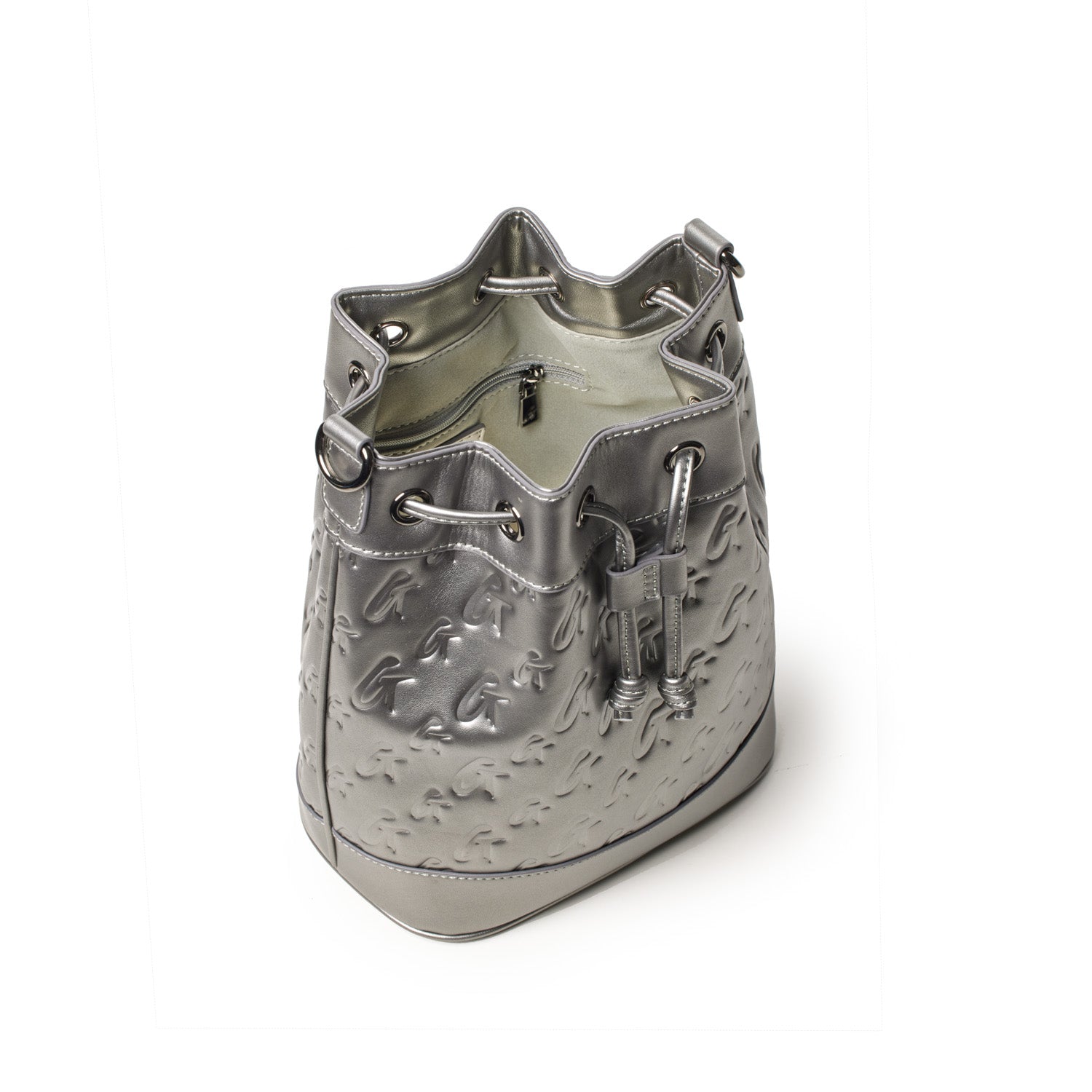 MEDIUM MONOGRAM BUCKET BAG - PLATINUM