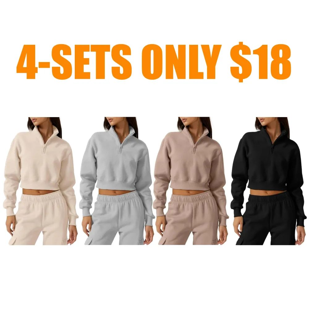 Women's Half-Zip Sports Top and Pants Set