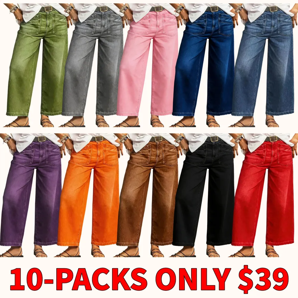 Wide-leg stretch denim jeans - comfortable, soft, and breathable.