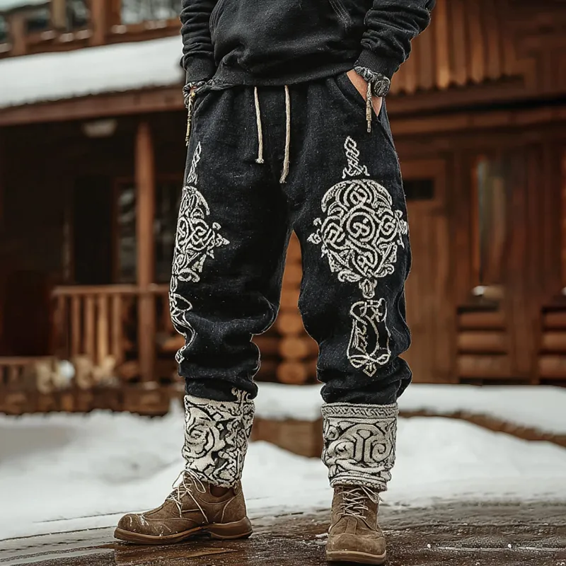 Men's Viking Tribal Celtic Geometry Pattern Art Knit Sweatpants