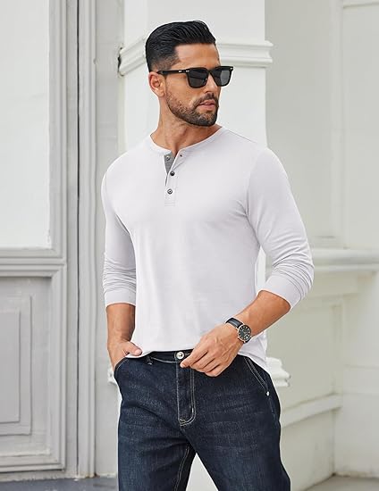 Men’s Classic Cotton Henley Long Sleeve
