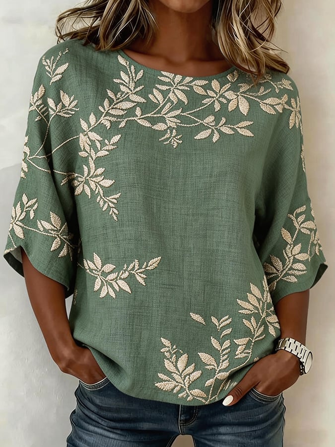Women's Casual Round Neck Printed Short-Sleeve Top- Fast Shipping