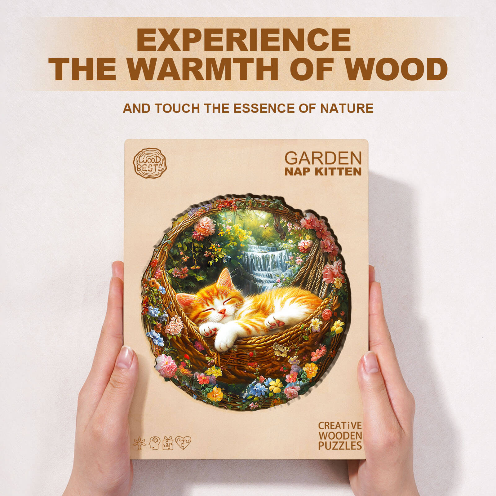 Garden nap kitten Wooden Jigsaw Puzzle