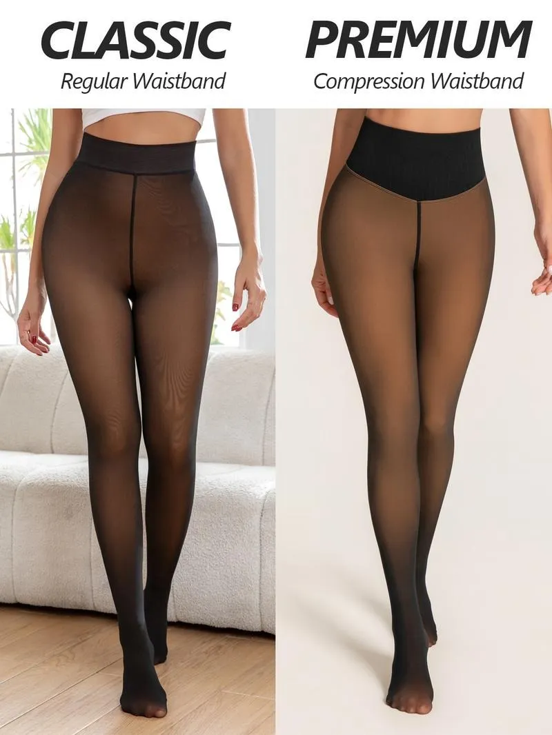 One-piece four-color fleece-lined women's pantyhose