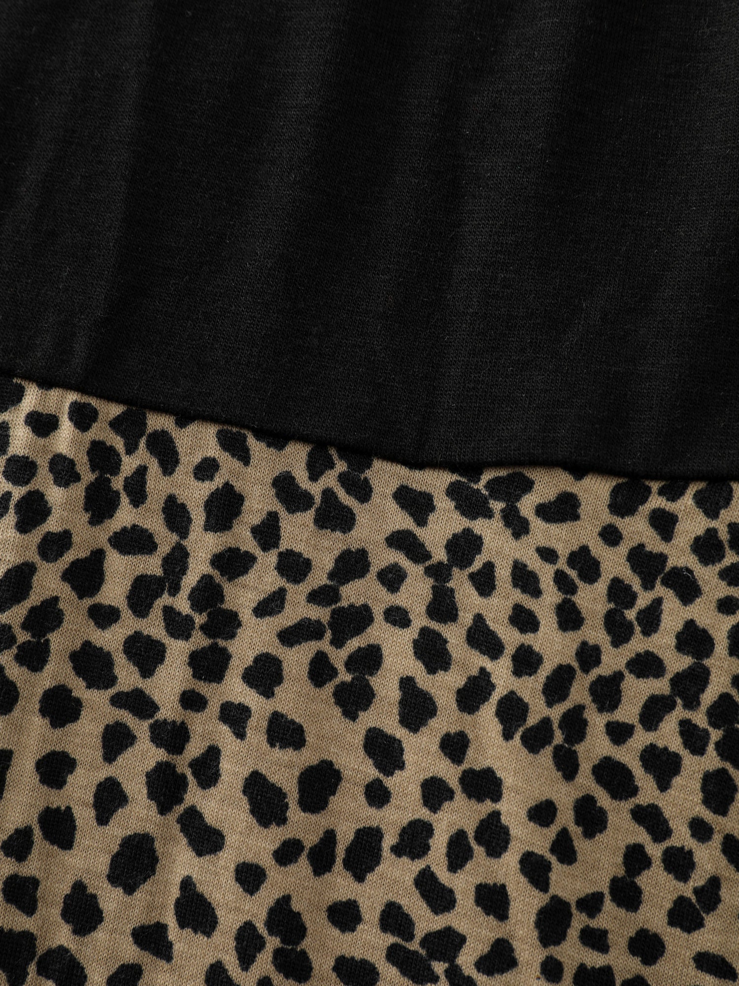 Leopard Print Contrast Cut-Out Neckline Midi Dress