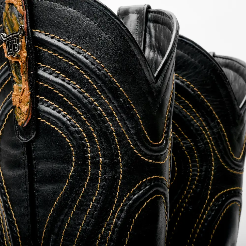 Brown Rustic Jumbo Pirarucu Leather Boots - Square Toe