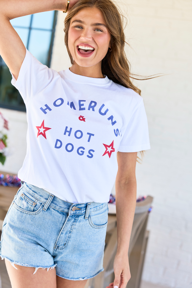 Homeruns & Hot Dogs White Graphic Tee