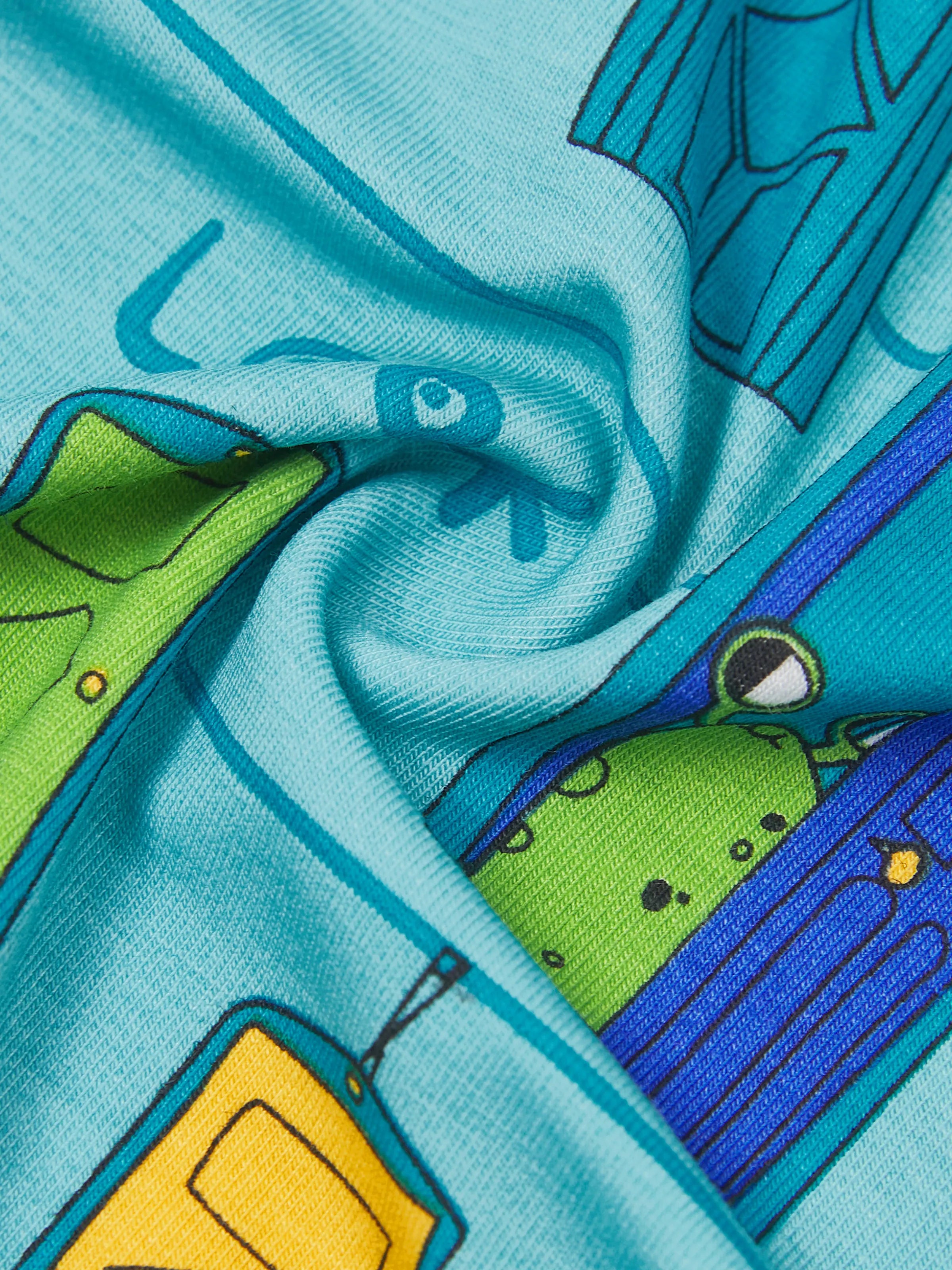 Bamboo Family Pajamas Cartoon Print Short-sleeve Matching Pajama set ( Snug-Fitting for Children ) Green